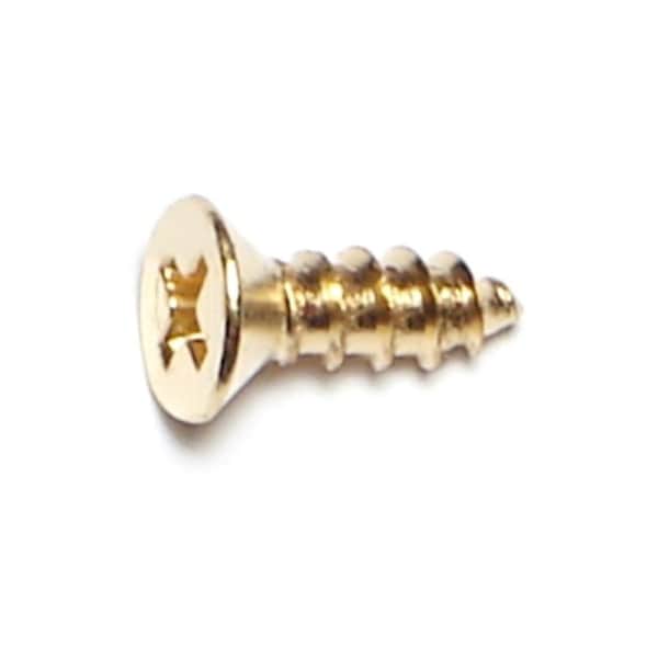 Midwest Fastener Sheet Metal Screw, #8 x 1/2 in, Brass Plated Steel Flat Head Phillips Drive, 50 PK 64124 - main